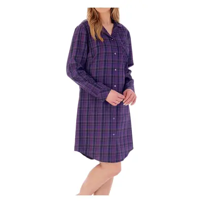 (Purple, 20/22) Slenderella NS02220-PP Women's Purple Check Print Revere Nightshirt