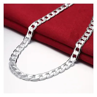 925 Sterling Silver Men's Necklace Classic 12MM Cuban Chain Inch Charm High Jewelry Wedding