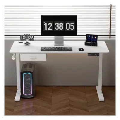 (WHITE, 120CM) Easton Height Adjustable Electric Desk USB Charger