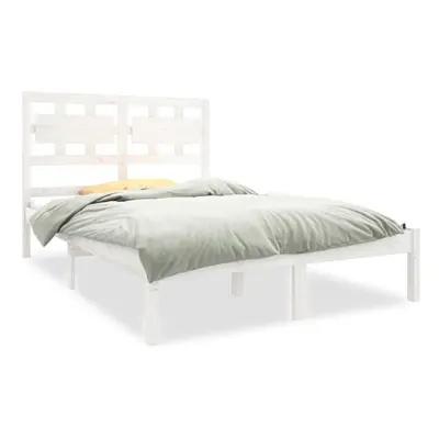 (white, x cm) vidaXL Bed Frame Bed Base Bedstead Bedroom Mattress Foundation Solid Wood