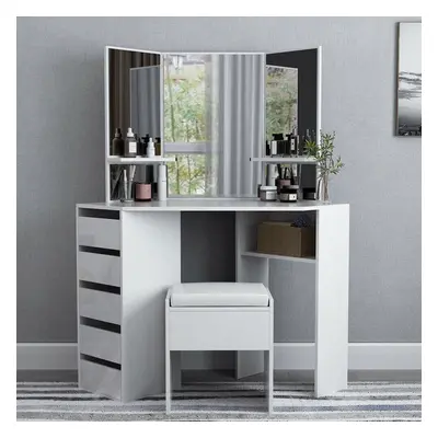 (White) Hampton&Stewart Luxury Corner Dressing Table