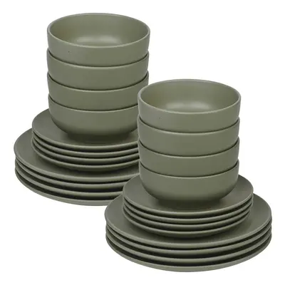 (24Pc Green) Coloured Stone Ceramic Dinnerware Crockery Plates Bowls Dining Set