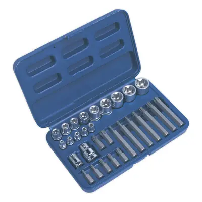 30pc TRX Star Socket & Hex Bit Set - 1/4" 3/8" 1/2" Square Drive - Male & Female