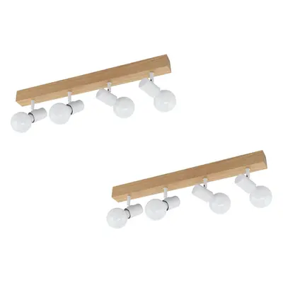 2 PACK Spot Wall Flush Ceiling Light Colour Brown White Shade E27 4x60W