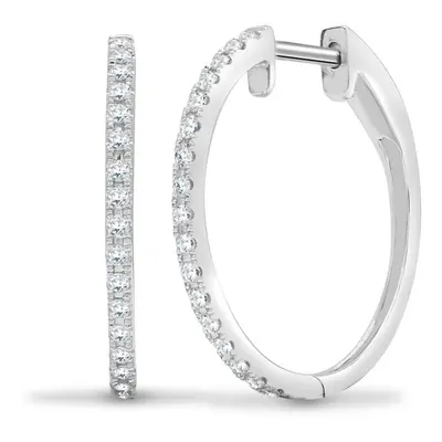 Jewelco London Solid 18ct White Gold Pave Set Round G SI1 0.35ct Diamond Eternity Huggie Hoop Ea