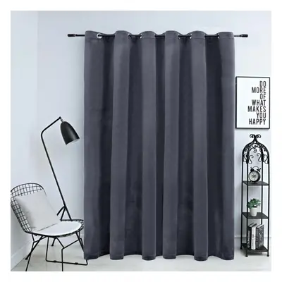 vidaXL Blackout Curtain with Metal Rings Velvet Anthracite Blind Drape Window