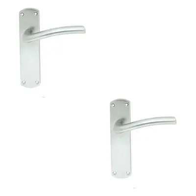 2x PAIR Rounded Curved Bar Handle on Latch Backplate x 42mm Satin Chrome