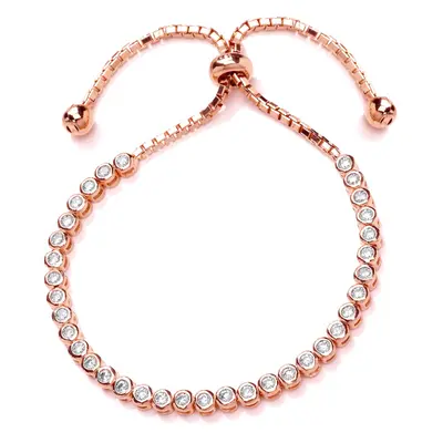 Jewelco London Ladies Rose Gold-Plated Sterling Silver Cubic Zirconia Tennis Eternity Adjustable