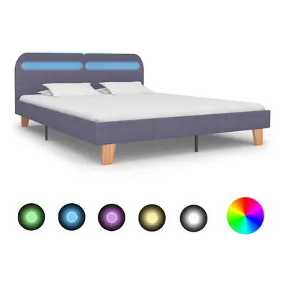 vidaXL Bed Frame with LED without Mattress Light Grey Fabric 150x200cm King Size