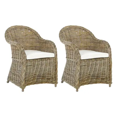 Set of Garden Armchairs with Cushions SUSUA Rattan Natural