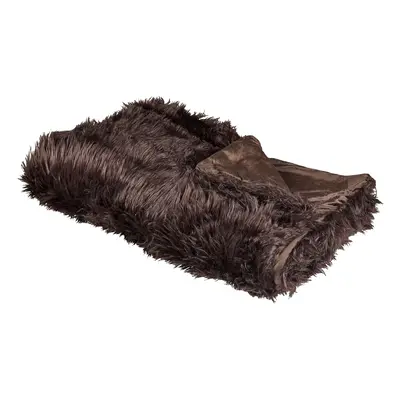 Faux Fur Bedspread x cm Brown DELICE