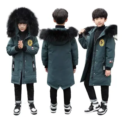 (Green, Years) Kids Boys Parker Coat jacket Hooded Winter Outwear