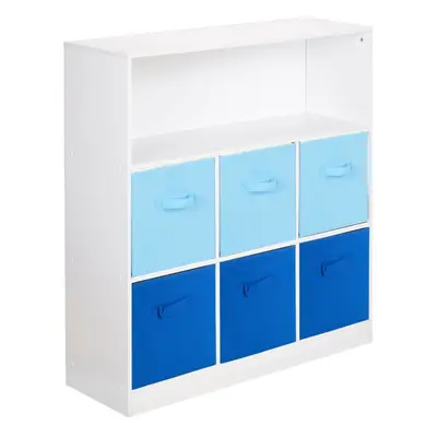 (2 Tone Blue, White (Out of Stock)) Wood White Black Cubed Storage Units Drawers