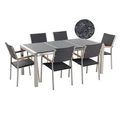 6 Seater Dining Set for GROSSETO Stone Black