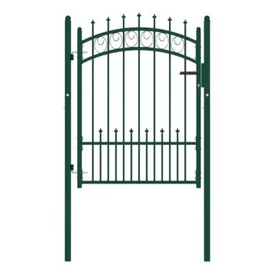 vidaXL Fence Gate with Spikes Steel 100x125 cm Green