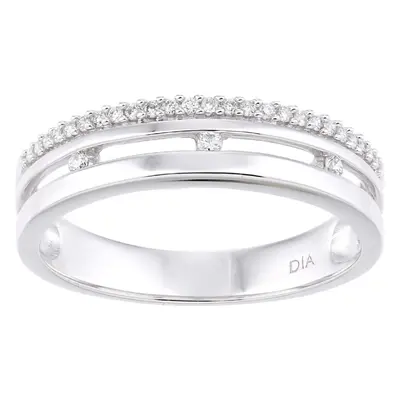 (O) Jewelco London 9ct White Gold Women Round Diamond Wedding Ring