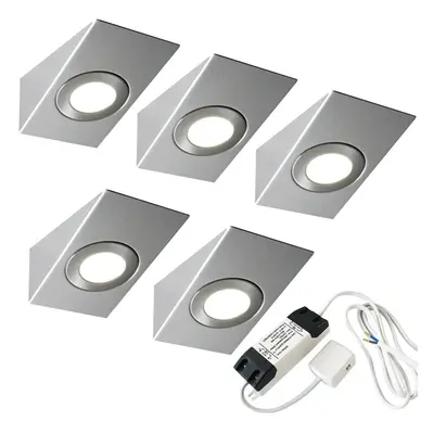 5x 2.6W LED Kitchen Wedge Spot Light & Driver Kit Stainless Steel Natural White