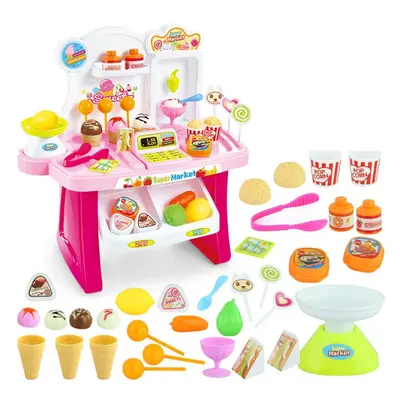 34Pcs DIY Assembly Simulation Mini Supermarket Play Funny Game Set Toys with Sound Light for Kid