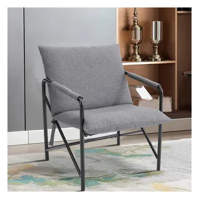 Modern Minimalist Linen Armchair with Metal Frame