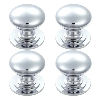 4x Victorian Round Cupboard Door Knob 50mm Dia Polished Chrome Cabinet Handle