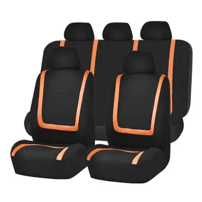 (Orange) Pieces Set Fine-quality Front Rear Mesh Auto Luxury Cloth Leather