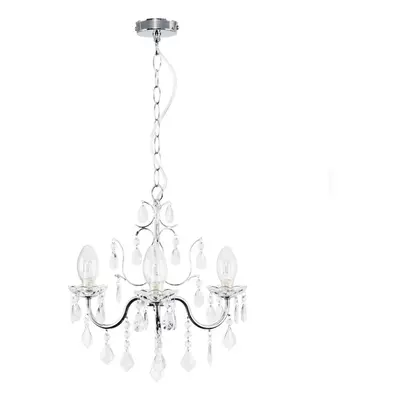 Modern IP44 Rated Way Silver Chrome Bathroom Ceiling Light Chandelier with Clear Glass Droplets 