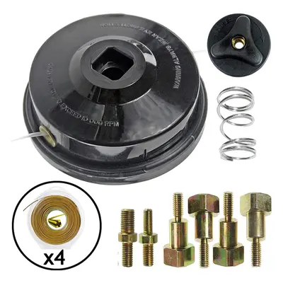 UNIVERSAL Dual Line Manual Feed Head with Bolts + x 80m Dual Core Refill for Strimmer/Trimmer/Br