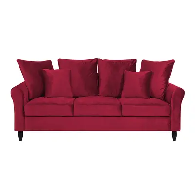 3 Seater Velvet Sofa Red BORNHOLM