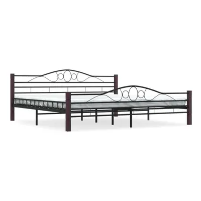 vidaXL Bed Frame Black Metal 200x200cm Double Bedroom Slatted Base Furniture