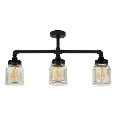 Luiggi Ribbed Jar Way Black Ceiling Bar Light