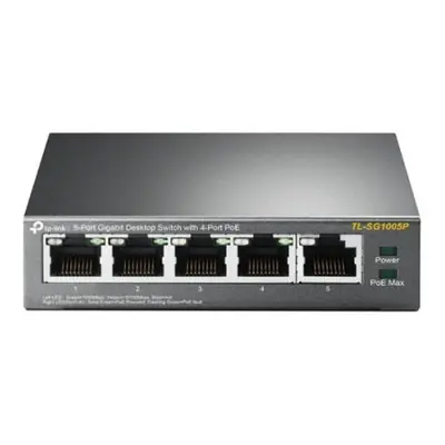 TP-LINK (TL-SG1005P) 5-Port Gigabit Unmanaged Desktop Switch, Port PoE, Steel Case