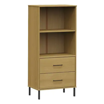 (brown) vidaXL Solid Wood Bookcase with Drawers OSLO Storage Rack Multi Colours