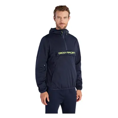 (L, Navy) DKNY Mens Downwind 1/4 Zip Water Repellent Lightweight Jacket