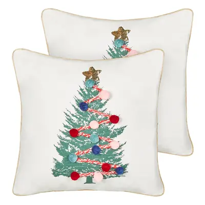 Set of Decorative Cushions EPISCIA Cotton x cm White Christmas Pattern