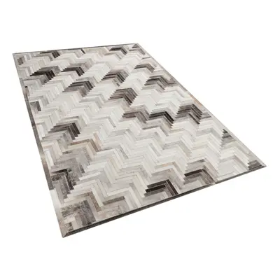 Leather Rug x cm Grey and Beige ARSUZ