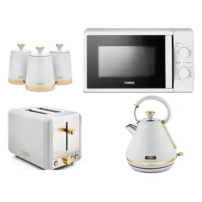 Tower Cavaletto White Kettle Slice Toaster Microwave & Canisters