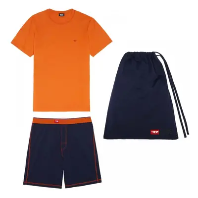 (L) Cotton Pyjama Set, Orange/Blue