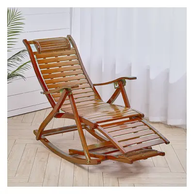 Brown Bamboo Rocking Chair Foldable Recliner