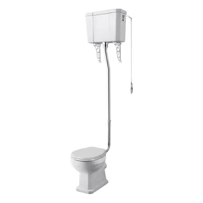 Kinston Traditional Comfort Height Toilet Pan, High Level Cistern, Flush Pipe Kit & Soft Close S