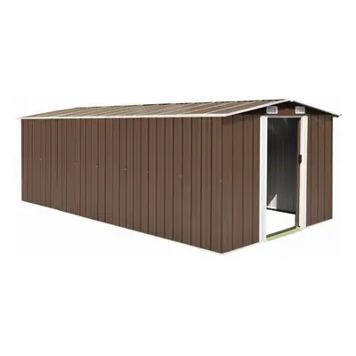 vidaXL Garden Shed 257x489x181cm Metal Brown Outdoor Tool Storage House Cabin