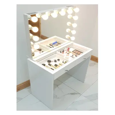 7seasÂ® Rose Premium Clear Glass Top (High White Gloss) Dressing Table