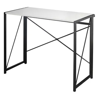 (White) URBNLIVING Industrial-Style Wooden Table | Foldable Office Desk