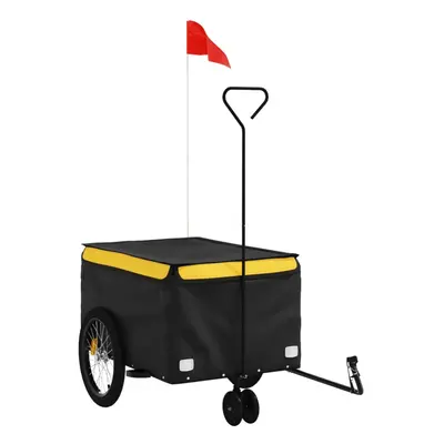 (yellow, x x cm) vidaXL Bike Cargo Trailer Bike Carriage Bicycle Wagon Trailer with Flag Iron