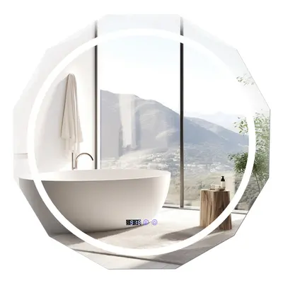 LED Bathroom Mirror Wall Mounted Mirror with Dimmable 3-Color Lights