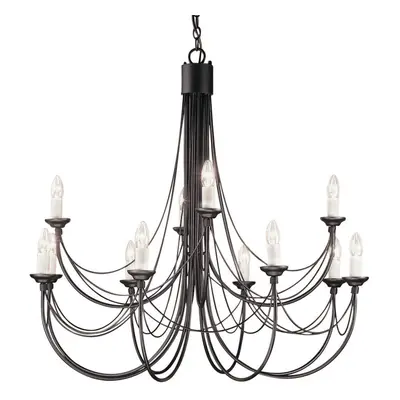 12 Bulb Chandelier Hanging Pendant LIght Black LED E14 60W Bulb