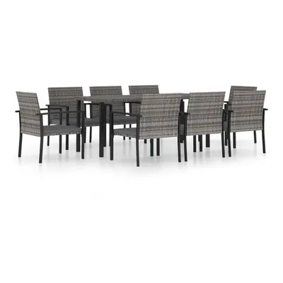 vidaXL Outdoor Dining Set Piece Poly Rattan Grey Table and Chair Furniture