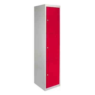 Metal Lockers Doors Steel Flatpack Storage Lockable Gym School Red â 45cm D