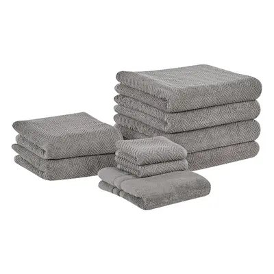 Set of Cotton Terry Towels Grey MITIARO