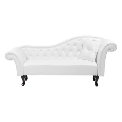 Right Hand Faux Leather Chaise Lounge White LATTES