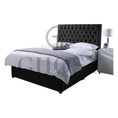 (5ft Kingsize (150 x cm), Black) ORTHOPAEDIC DIVAN BED SET WITH MATTRESS &HEADBOARD